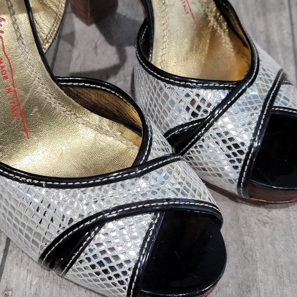 Miss Sixty silver peep toe heels 37/7 - Picture 6 of 8